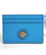Versace Medusa Head Blue Gold Leather Card Case Holder NWT - $295.52