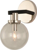 Wall Sconce KALCO CAMEO Mid-Century Modern 1-Light Clear Glass Nickel Accents - £616.61 GBP