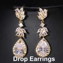 Fashion Leaf Zircon Clips Earrings for Women Silver Color Drop Water Clip Earing - £8.55 GBP