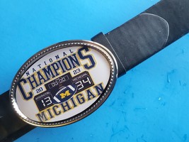 Michigan Wolverines 2023 Ncaa Champions Epoxy Buckle &amp; Black Bonded Belt - £22.15 GBP