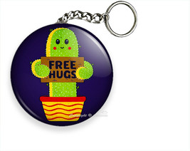 Free Hugs Happy Funny Cactus Joke Outgoing Person Hd Keychain Key Ring Gift Idea - £11.37 GBP+