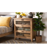 Aiden Rustic Medium Oak Finished 3-Drawer Wood Spindle Storage Cabinet - $5,169.99 MXN