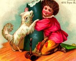 Victorian Trade Card Child Dog Toys Pharr &amp; Long Clothiers Charlotte NC M10 - $56.38