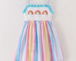 NEW Boutique Rainbow Girls Smocked Embroidered Striped Dress - £13.62 GBP