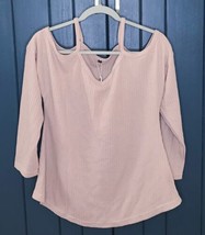 New w Tag Styleword Light Pink Waffle Knit Cold Shoulder Shirt M - $8.91