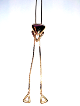 Vintage Monet Signed Gold Tone Triangle Slide Necklace 32 inch - £9.06 GBP