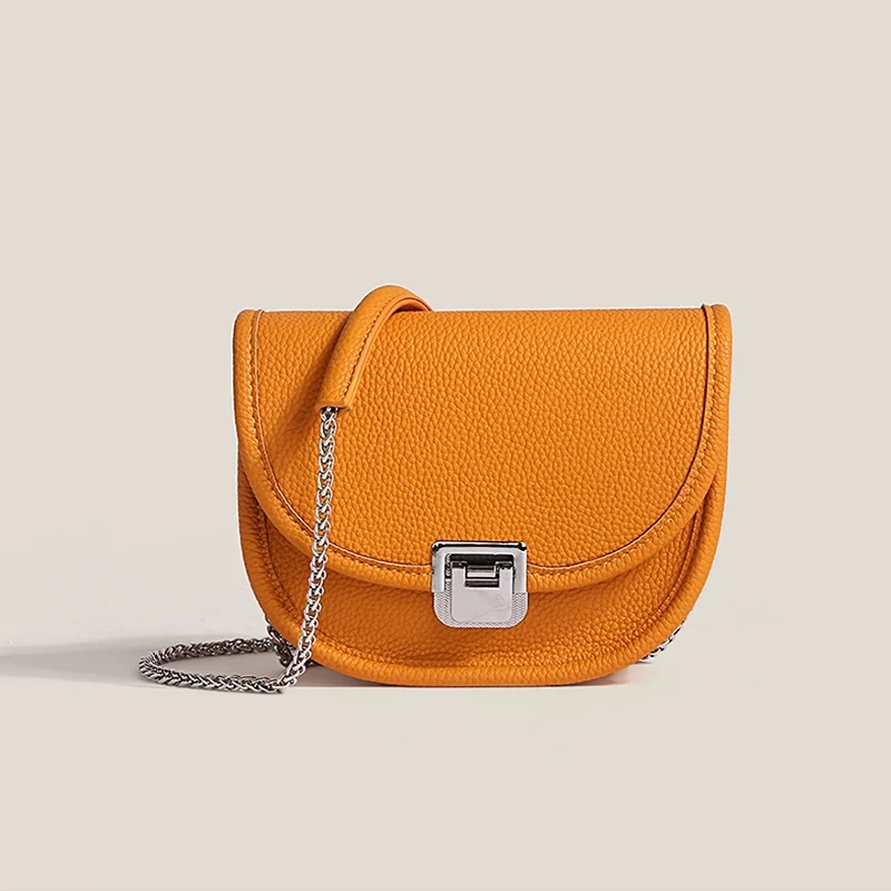 Leather shoulder bag 2024 fashion simple designer handbag with chain ladies solid color thumb200