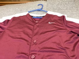 Nike Mens Maroon Baseball Button Up Jersey Size Medium Short Sleeve - £11.83 GBP