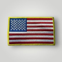 United States Flag USA Shoulder Sleeve Patch 4&quot; Yellow Border Embroidered - £20.51 GBP