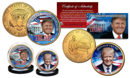 Donald Trump 45th Pres. Dc Quarter &amp; Jfk Half Dollar 24K Gold Plated 2-Coin Set - £11.65 GBP