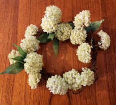 8&quot; SPRING/EASTER Green Floral Hydrangea&#39;ish CANDLE/SMALL Wreath - £12.62 GBP