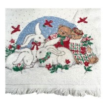 Vintage Christmas Easter Kitchen Towel Bunnies And Teddy Bears 23X15 Boho Kitsch - £14.69 GBP