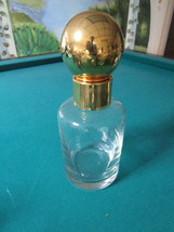 FAMA ROUND CRYSTAL DECANTER BOTTLE GOLD PLATED COVER MIDCENTURY ITALY - £98.92 GBP