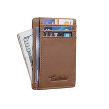 Travelambo Front Pocket Minimalist Leather Slim Wallet RFID Blocking Medium Size - £25.62 GBP