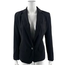 A New Day Womens Blazer Jacket Size 6 Black Solid Career One Button Closure - $23.76