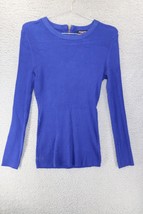 Hooked Up by I.O.T. Womens Ribbed Knit Top Royal Blue Back Zip Sz XL - £16.35 GBP