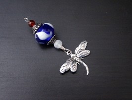 Red Carnelian and Rainbow Moonstone Moonlight Reflections Dragonfly Blessingway  - £12.77 GBP