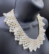 Vintage Faux Pearl 16” Layered Necklace Hong Kong Collar Bib Choker RBG Regal - £19.40 GBP