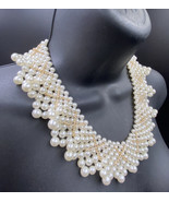 Vintage Faux Pearl 16” Layered Necklace Hong Kong Collar Bib Choker RBG ... - $33.57 CAD