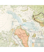 1920 Map North Polar Regions Explorers Routes North Pole Greenland Vinta... - €26,04 EUR
