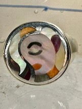 Eric Grossbardt ring face band cubist MOP Coral size 7.75 sterling silver women - $275.22