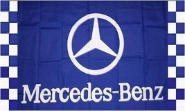 Mercedes-Benz Blue Checkered Racing 3x5 Ft Banner Flag Car Racing Show Garage - $19.99