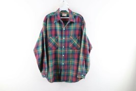 Vtg 70s Big Mac Mens Large Rainbow Plaid Double Pocket Flannel Button Shirt USA - £62.26 GBP