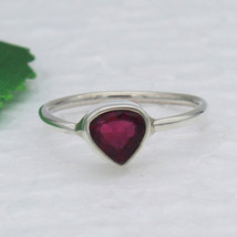 925 Sterling Silver Natural Ruby Heart Ring Handmade Jewelry Birthstone Ring - £25.46 GBP