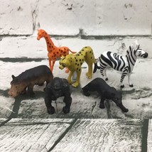 Cheetah Panther Gorilla Hippo Giraffe Zebra Wildlife Animal Figures Toys... - £7.78 GBP