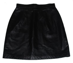 VTG Ann Taylor Lined Super Soft Black Leather Above Knee Zipper Back Ski... - $26.99