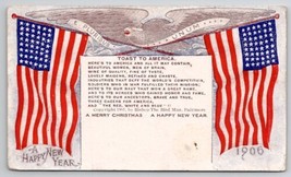 Patriotic 48 Star Flags A Toast To America New Year Greeting 1906 Postca... - $9.95