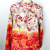 Chico&#39;s Women&#39;s Jacket Size 2 Large  Orange Red Floral Zip Ombre Stretch  - £23.97 GBP