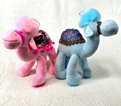 Camels Set of 2 Pink Blue 11&quot; Stuffed Sequin Blanket Habibi Stuffed Animals - £18.18 GBP