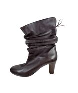 Sudini Italy Women's 12 M Brown Leather Slouch Mid Calf Boots Stacked He... - $80.75