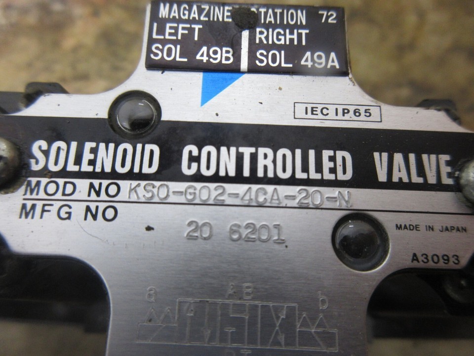 DAIKIN SOLENOID CONTROLLED VALVE KSO-G02-4CA-20-N 20 6201 MATSUURA RA-3FDC CNC Item image 3