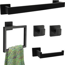 A 5-Piece Set Of Matte Black Bathroom Accessories, Including A Black Tow... - $40.94