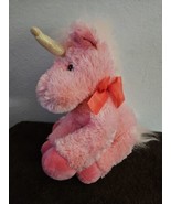 Russ Berry Luky Unicorn Plush Stuffed Animal Sparkly Pink Tinsel Fur Bow - £12.44 GBP