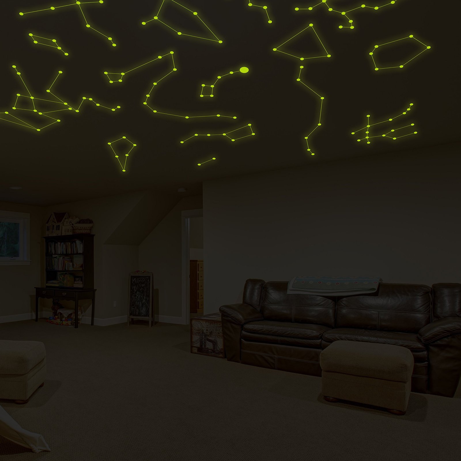 Primary image for ( 217" x 144") Glowing Vinyl Ceiling Decal Star Map with Lines / Glow in the Dar