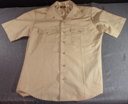Usn Us Navy Authentic Athletic Short Sleeve Khaki Tan Uniform Shirt Medium - £20.35 GBP