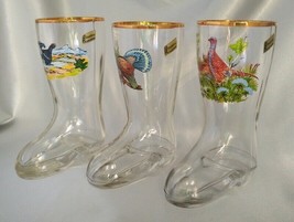 Lot (3) Vintage E &amp; A Bockling NEUDENAU Small German Glass Boots Drinkware - $40.09 CAD