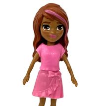 Poly Pocket Pop Star Spotlight Doll With Pink Outfit/Brown Hair Pink Stripe - $5.69