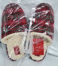 Wondershop Men's 7-8 Women's 9-10 Red  Plaid Christmas Slippers Medium image 3