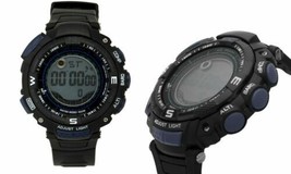 NEW Geneva Platinum 4561 Men&#39;s MARATHON Blue Accent Black Silicone Digital Watch - £15.75 GBP