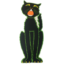 Beistle Halloween Decoration Black Cat Wall Door Vintage Trick or Treat 23&quot; Yowl - £13.54 GBP