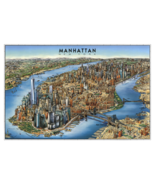 Unique Media Laminated Poster Map Manhattan New York Artistic Illustration - $1,195.16 MXN