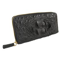 Women&#39;s Genuine Crocodile Leather Wallet Zip Around 7.5 in Backbone Mone... - £67.94 GBP