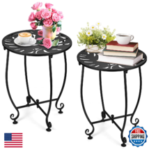DARCKLE 2-Pack Outdoor Patio Side Tables, Weather Resistant Steel - $67.54