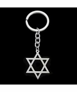 STAR OF DAVID KEYCHAIN Stainless Steel Metal Charm Jewish Hebrew Zion Sy... - $113.26 MXN