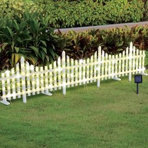 Solar LED White Fence Panel Garden Border Landscape Edging Lawn Fencing 8 MODES - $35.37+