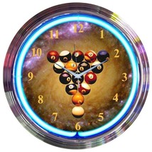 Billiards Spaceballs ManCave 15&quot; Neon Hanging Wall Clock 8SPBAL - $81.99